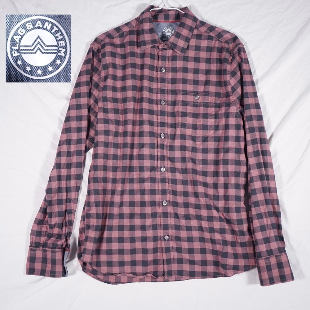 Flag & Anthem MadeFlex Buffalo Plaid Shirt Pink Red Mens Medium